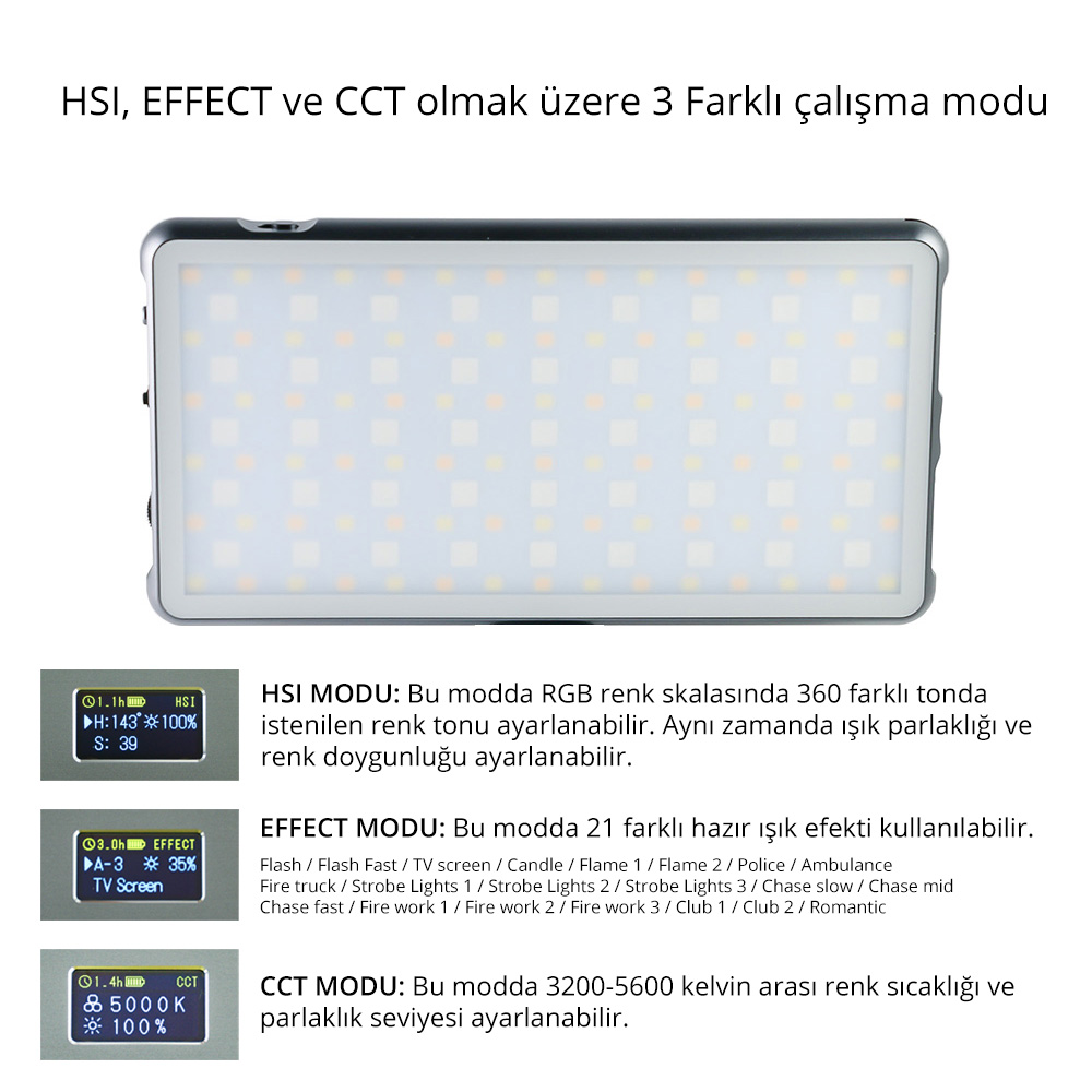 Sanger PRO-S21 RGB Led Video Efekt Işığı (2)
