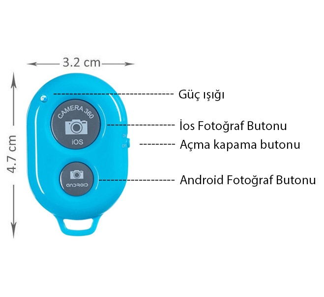 Telefon İçin Bluetooth Kumanda Mavi (6)
