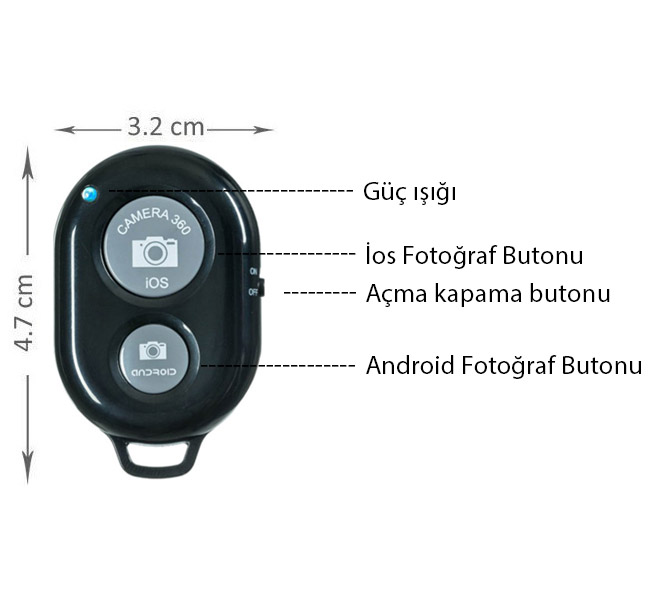 Telefon İçin Bluetooth Kumanda Siyah (6)